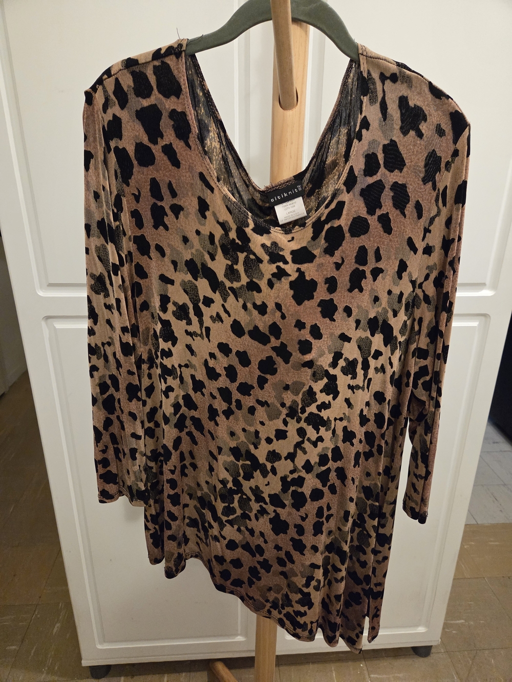 Leopard Print Long Sleeve Tee - Brown/Black